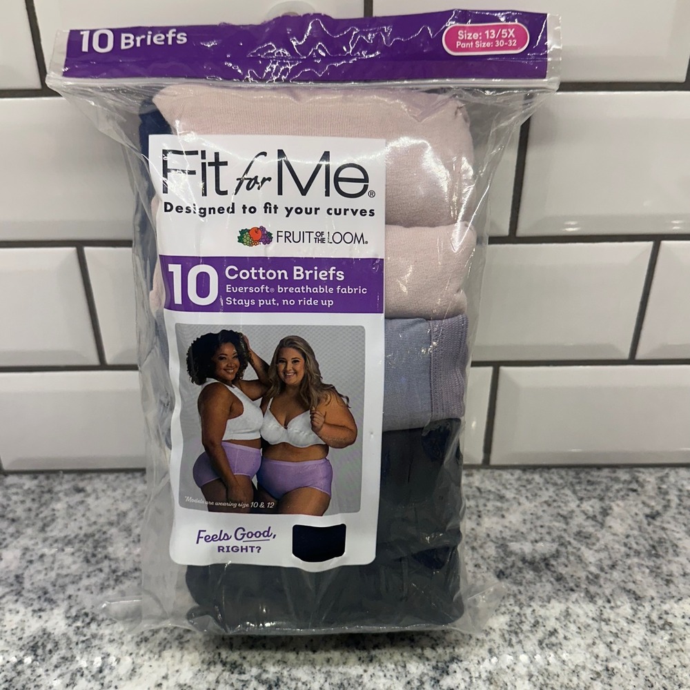 Fruit of the Loom Womens 13/5X 10pk Briefs Multi Cotton Eversoft Tag Free Curvy